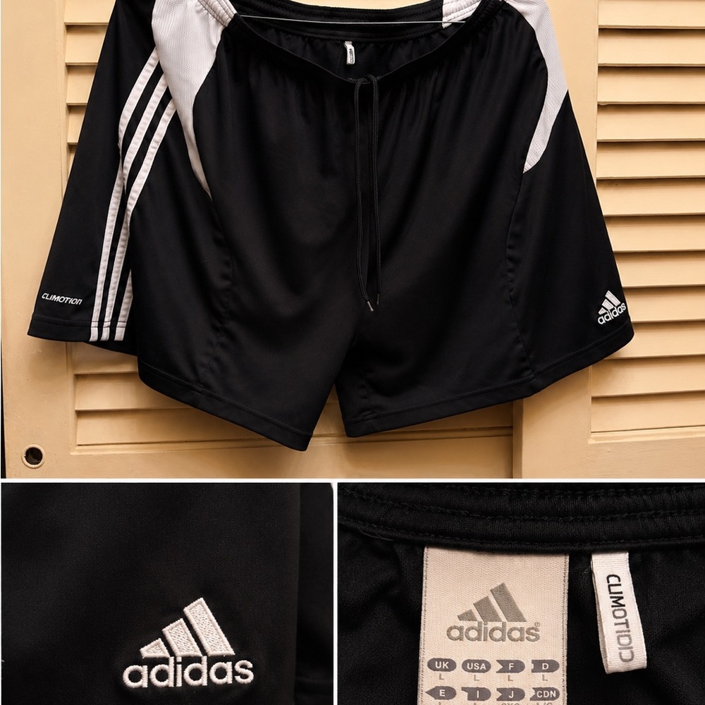 adidas Men’s Black Athletic Shorts with White Accents